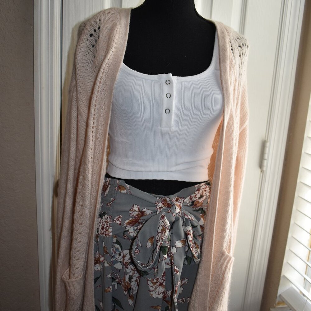 Open-weave long sleeve cardigan